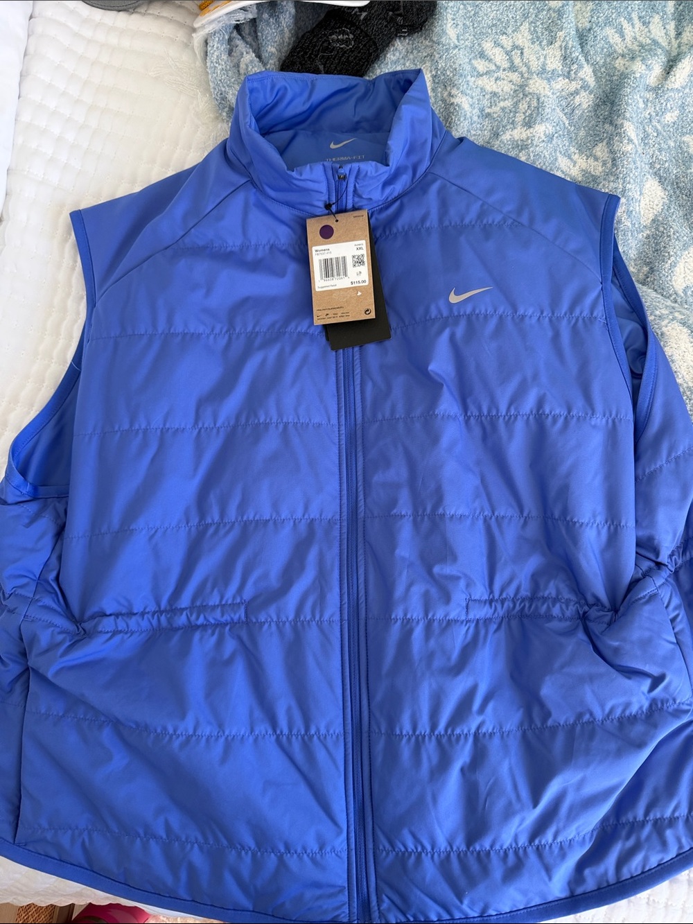 Nike Women's Blue Quilted Puffer Vest